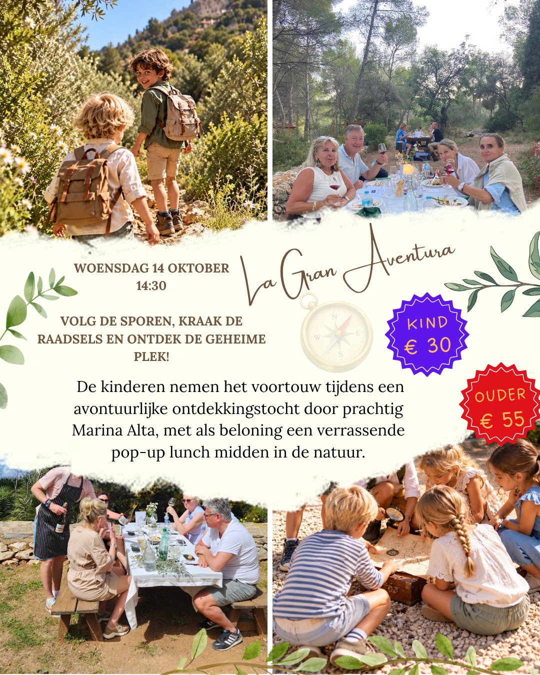 Flyer van La Gran Aventura voor ouders en kinderen